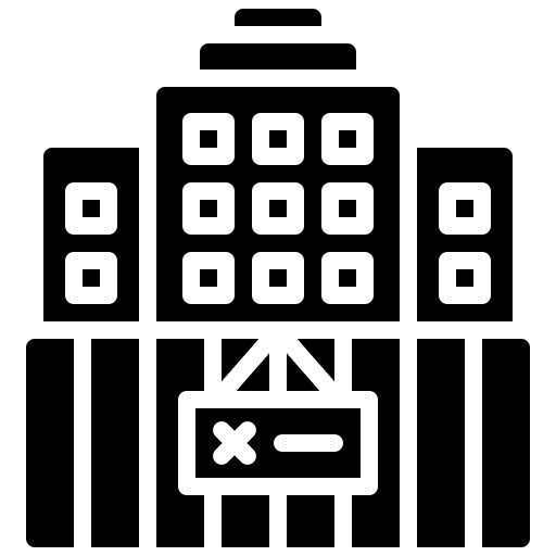 Hotel business and finance bankrupt college icon