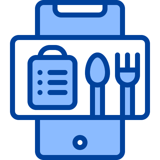 Food delivery communications technology touch screen icon