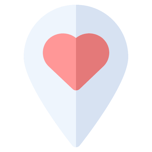 Love maps and location heart navigation icon