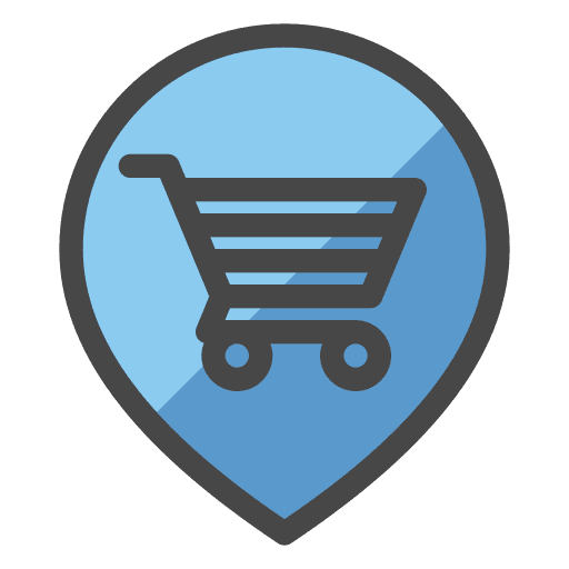 Shopping cart map market pin icon Shopping cart map market pin icon