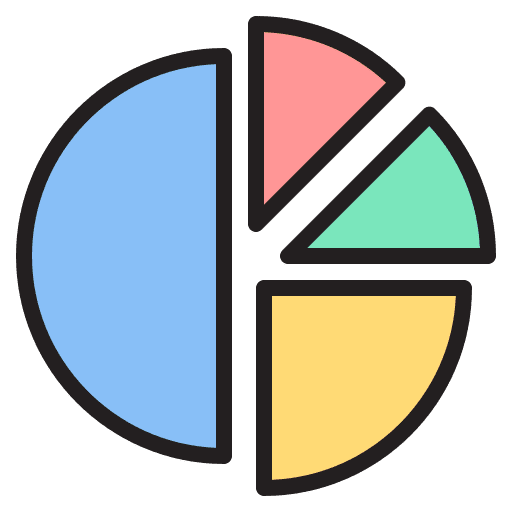 Pie chart business and finance graphic money icon
