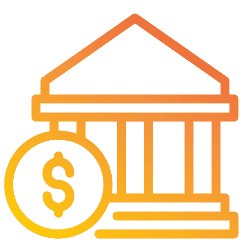 Bank coin savings architecture and city icon