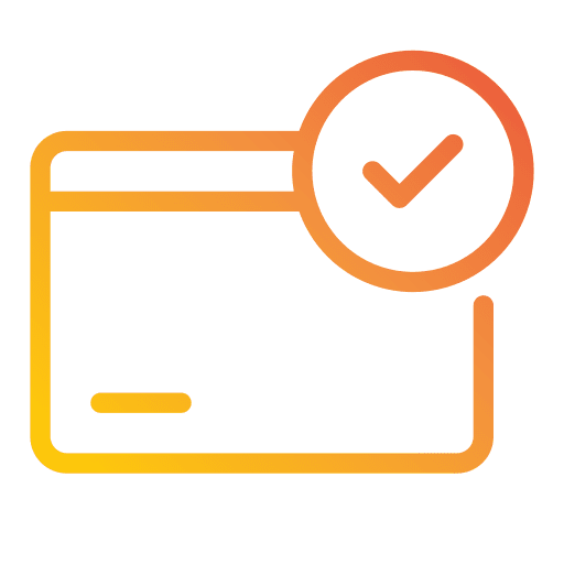 Credit card approved check tick icon Credit card approved check tick icon