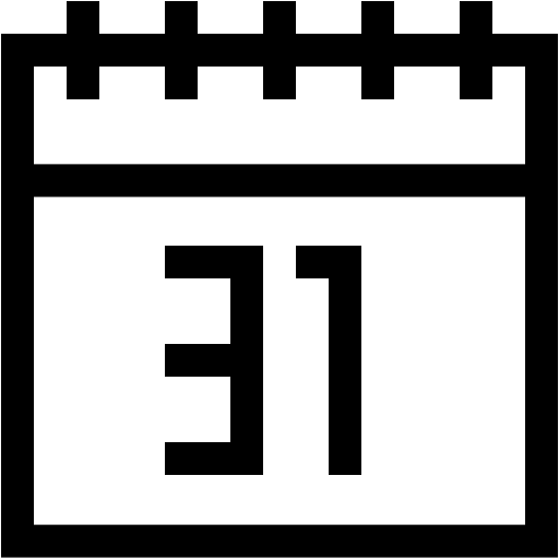 Calendar 31 month time and date icon