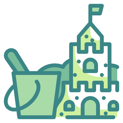 Sand castle childhood sand castle summertime icon