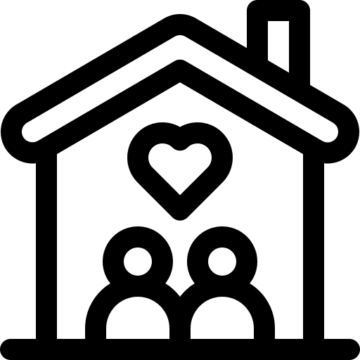 Orphan love house heart icon