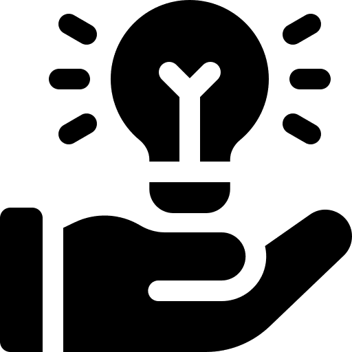 Hand solution innovation creativity icon