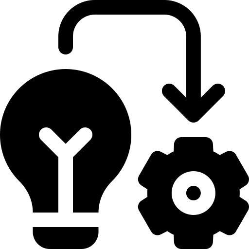 Implementation light bulb process gear icon