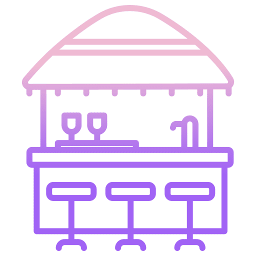 Beach bar architecture and city summer bar icon Beach bar architecture and city summer bar icon