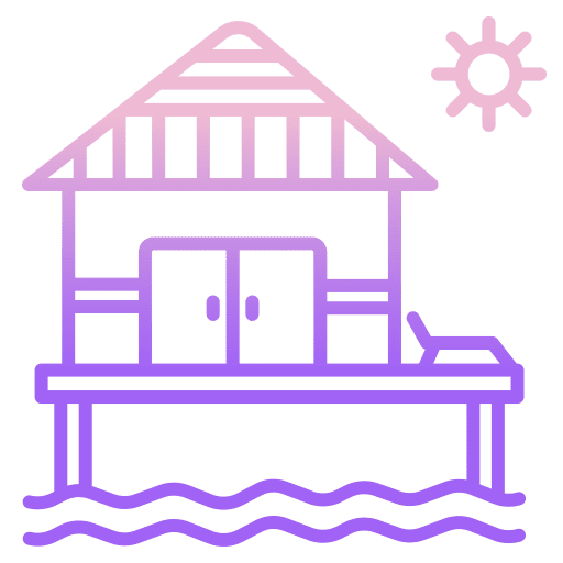Resort bungalow hotel beach icon Resort bungalow hotel beach icon