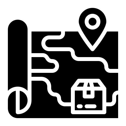 Map location shipping and delivery map location package icon