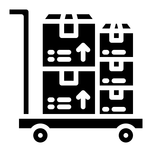 Parcel package shipping trolley icon