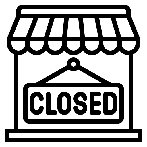 Closed architecture and city building sign icon