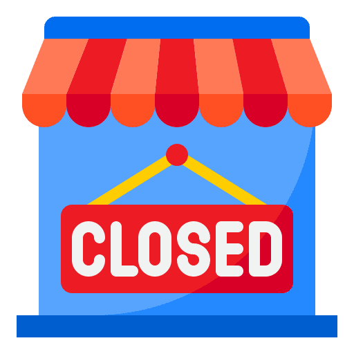 Closed architecture and city supermarket commerce icon