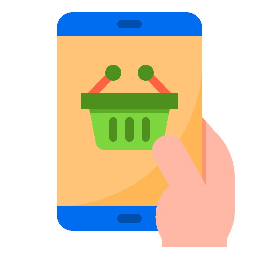 Online shopping smartphone ecommerce shopping basket icon Online shopping smartphone ecommerce shopping basket icon