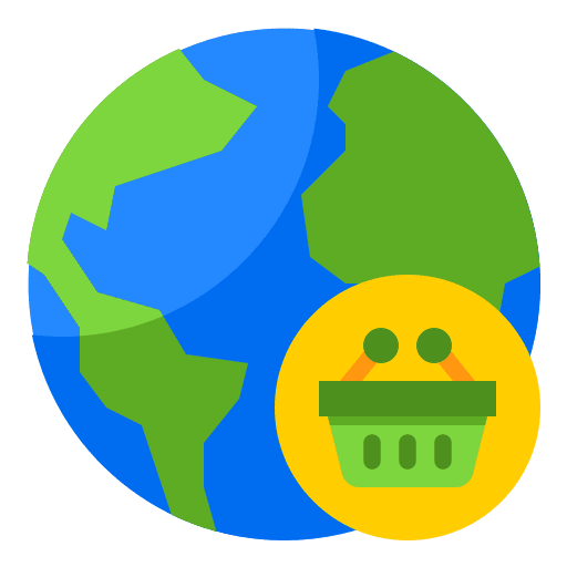 Online shopping ecommerce shopping basket world icon Online shopping ecommerce shopping basket world icon