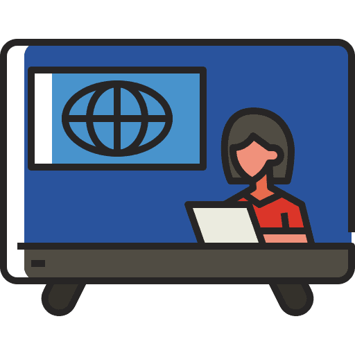 News broadcast newsreader television icon News broadcast newsreader television icon