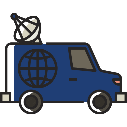 Van satellite broadcasting transportation icon Van satellite broadcasting transportation icon