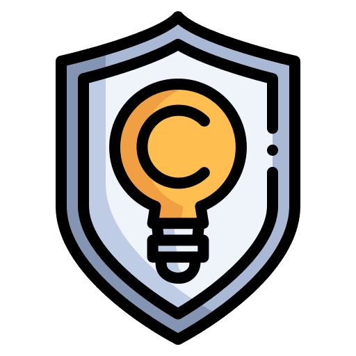 Copyright light bulb insurance shield icon Copyright light bulb insurance shield icon
