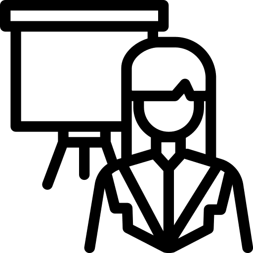 Teacher user female whiteboard icon Teacher user female whiteboard icon