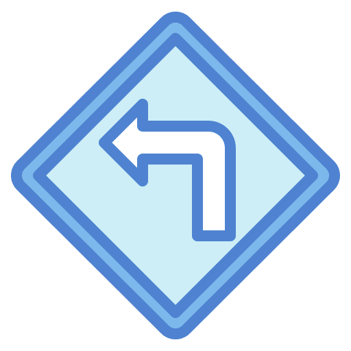 Turn left road sign traffic sign signaling icon Turn left road sign traffic sign signaling icon