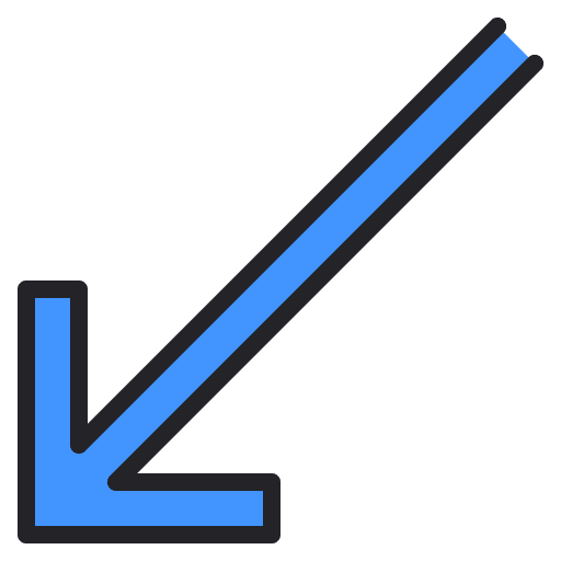 Down left arrow ui directional down left arrow icon