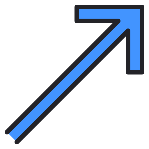 Top right diagonal arrow directional sign top right icon