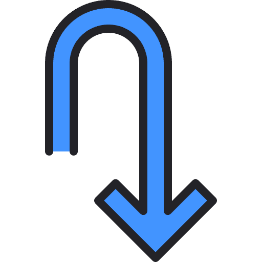 U turn u turn ui turn right icon