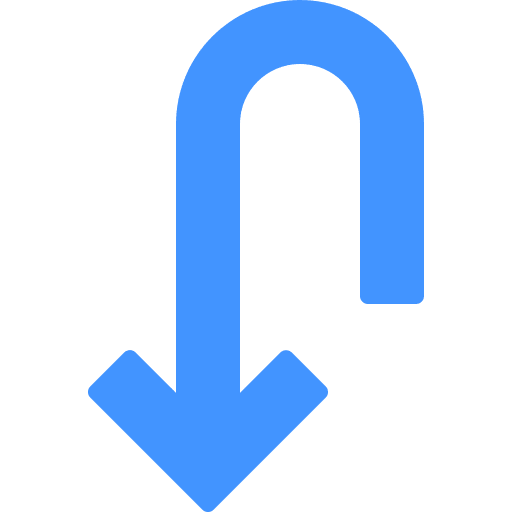 U turn interface orientation turn down icon