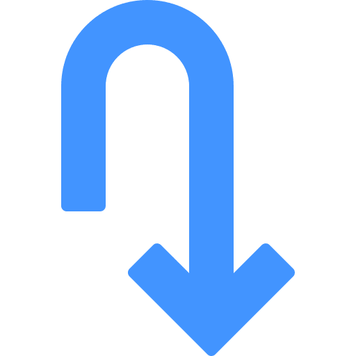 U turn turn down down right u turn icon