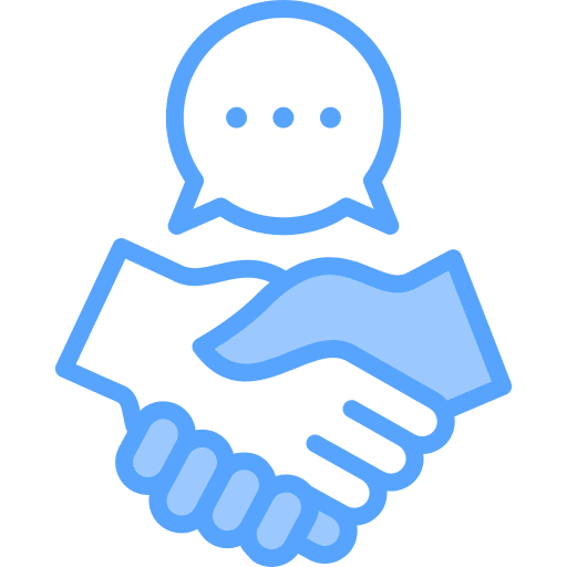 Handshake chat bubble hands and gestures deal icon