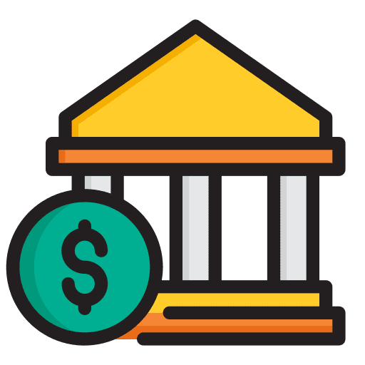 Bank building architecture and city money icon