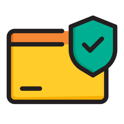 Credit card shield secure payment icon