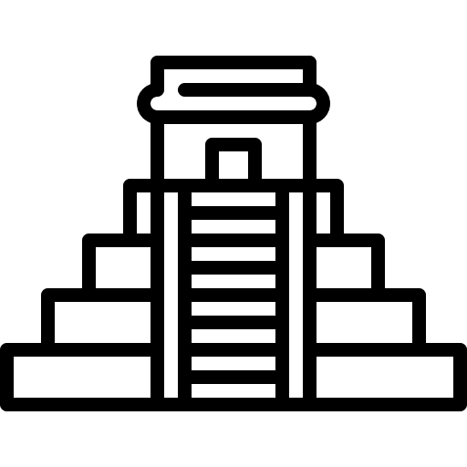 Mesoamerican aztec architecture and city temple icon