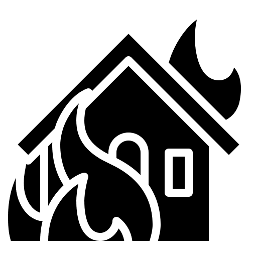 Fire burning house security insurance icon