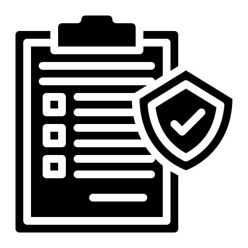 Insurance policy document clipboard shield icon