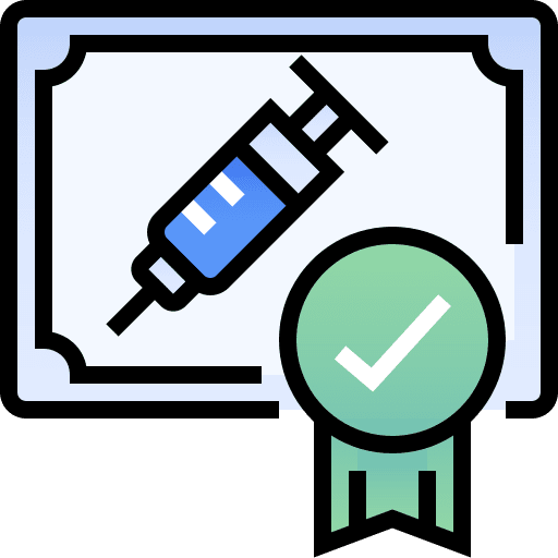 Vaccination syringe protection certificate icon Vaccination syringe protection certificate icon