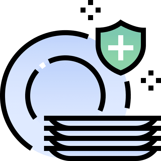 Clean dishes safe food and restaurant anti-bacterial icon Clean dishes safe food and restaurant anti-bacterial icon
