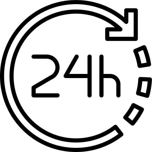 24 hours clock 24 hours electrical service icon