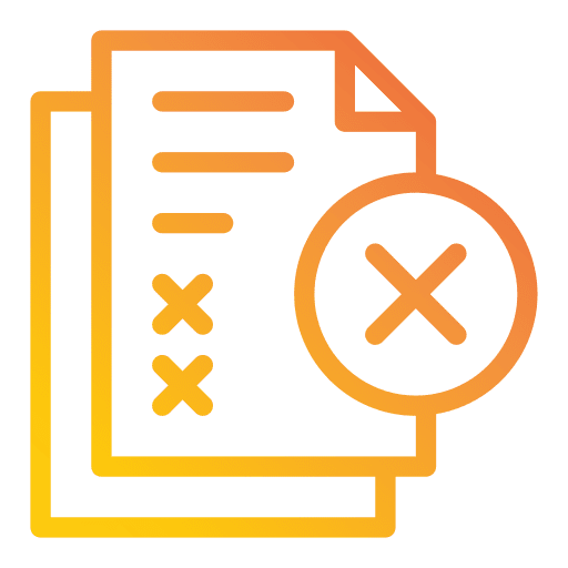 Rejected document cancel files and folders icon