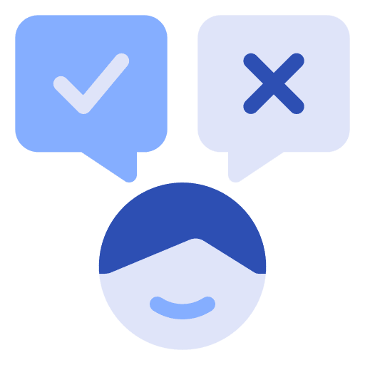 Decision making user wrong speech bubbles icon