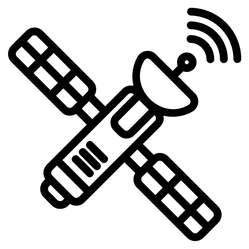 Satellite communications technology satellite icon Satellite communications technology satellite icon