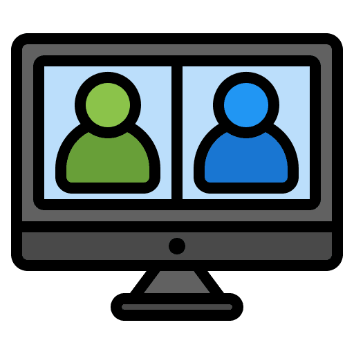 Video conference communications class elearning icon Video conference communications class elearning icon