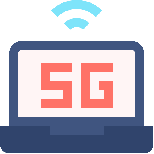 Laptop computer signal 5g internet icon
