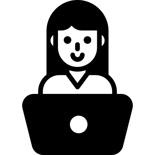 Support worker working computer icon
