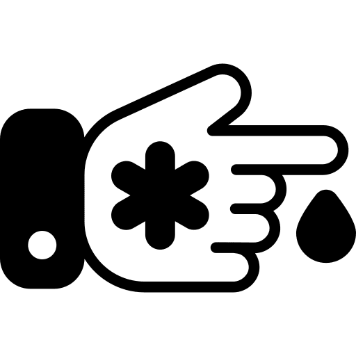 Blood drop healthcare and medical hand finger icon