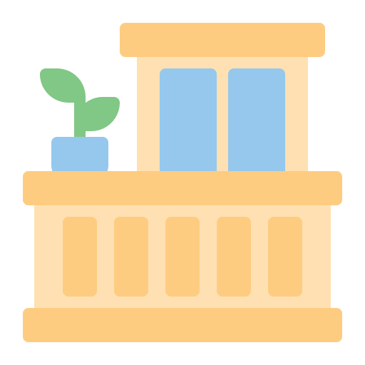 Balcony buildings window hotel icon