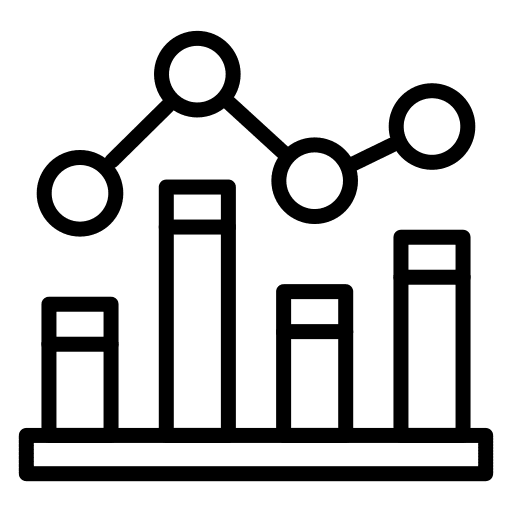 Bar chart business and finance benefits statistics icon