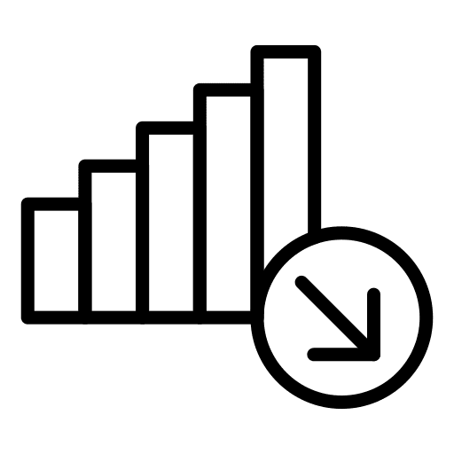 Bar chart falling analysis business and finance icon