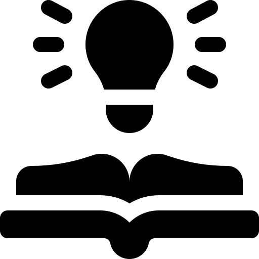 Book light bulb knowledge innovation icon